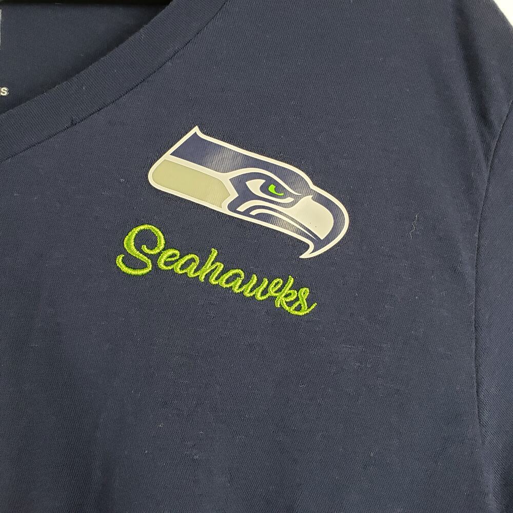 NFL Team Apparel XL Seattle Seahawks Football Twist Front Tee Navy Sporty Simple - Picture 2 of 9